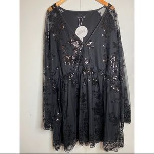 Black sequin skater dress